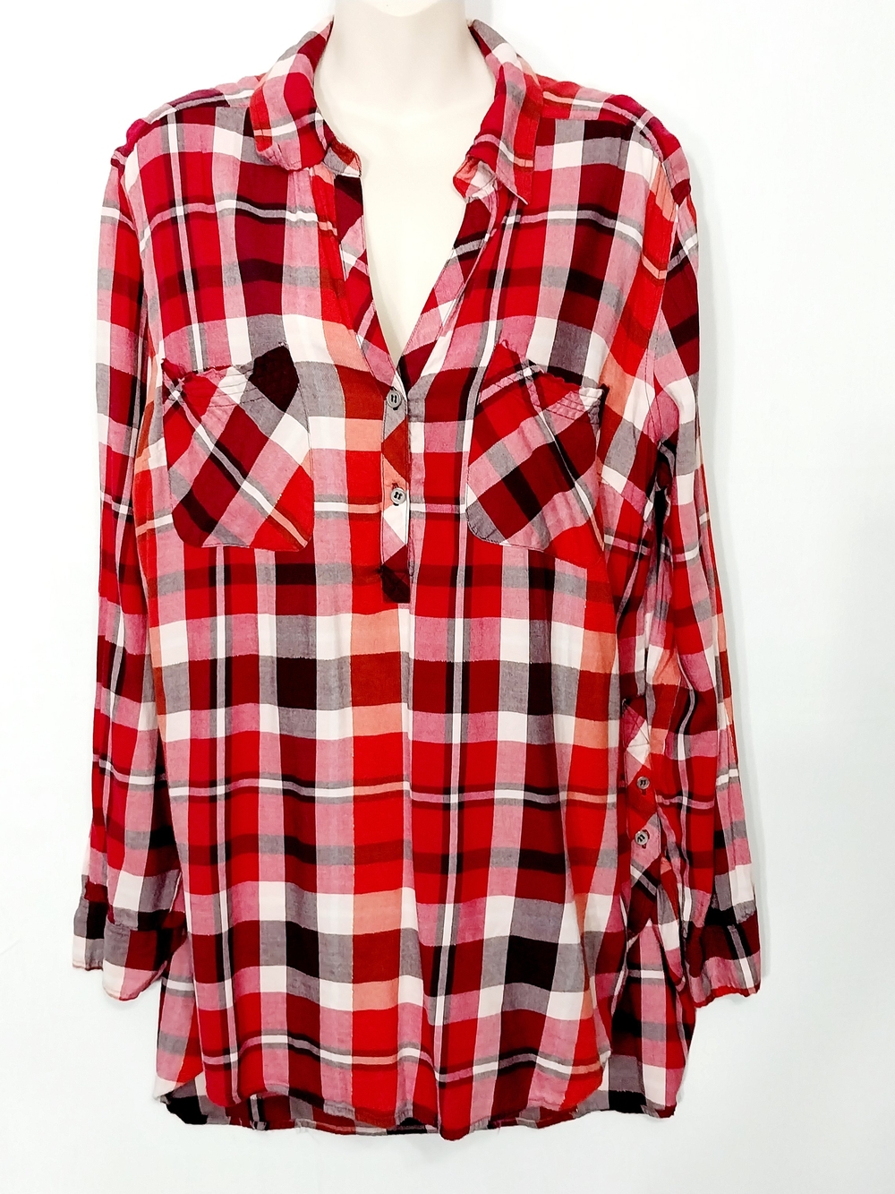 🔵BOGO FREE🔵 Soho Top Plaid Hi Lo Tunic Sz XL